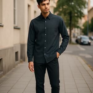 Banana Republic Men’s XL 100% Wool Shirt Charcoal Gray Heritage Fit Button Front